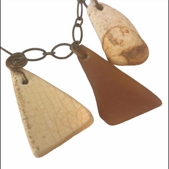 Vintage Shell & Sea Glass Chain Link Necklace 22” - Picture 6 of 7